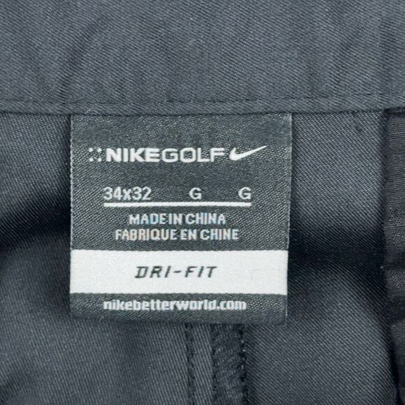 Nike Dri-FIT Victory Golf Pants Men 34x32 Black Flat Front Chino Golfing Stretch - Picture 8 of 12